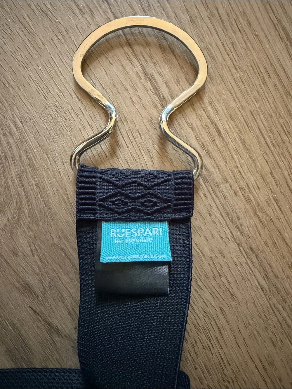Ruespari Black Elastic Waist Belt with Silver Interlocking Buckle